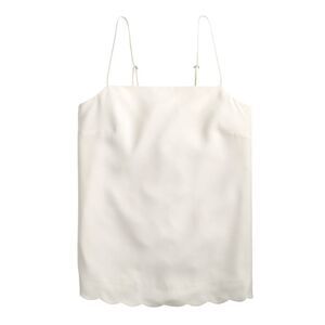 NWT J. Crew Tank Top Women's 10 Ivory Scalloped Hem Cami Chiffon